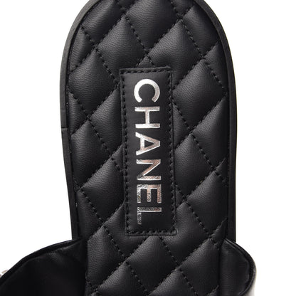 Chanel Pearl Lambskin Chain Flat Sandals 41 Black 7 of 8