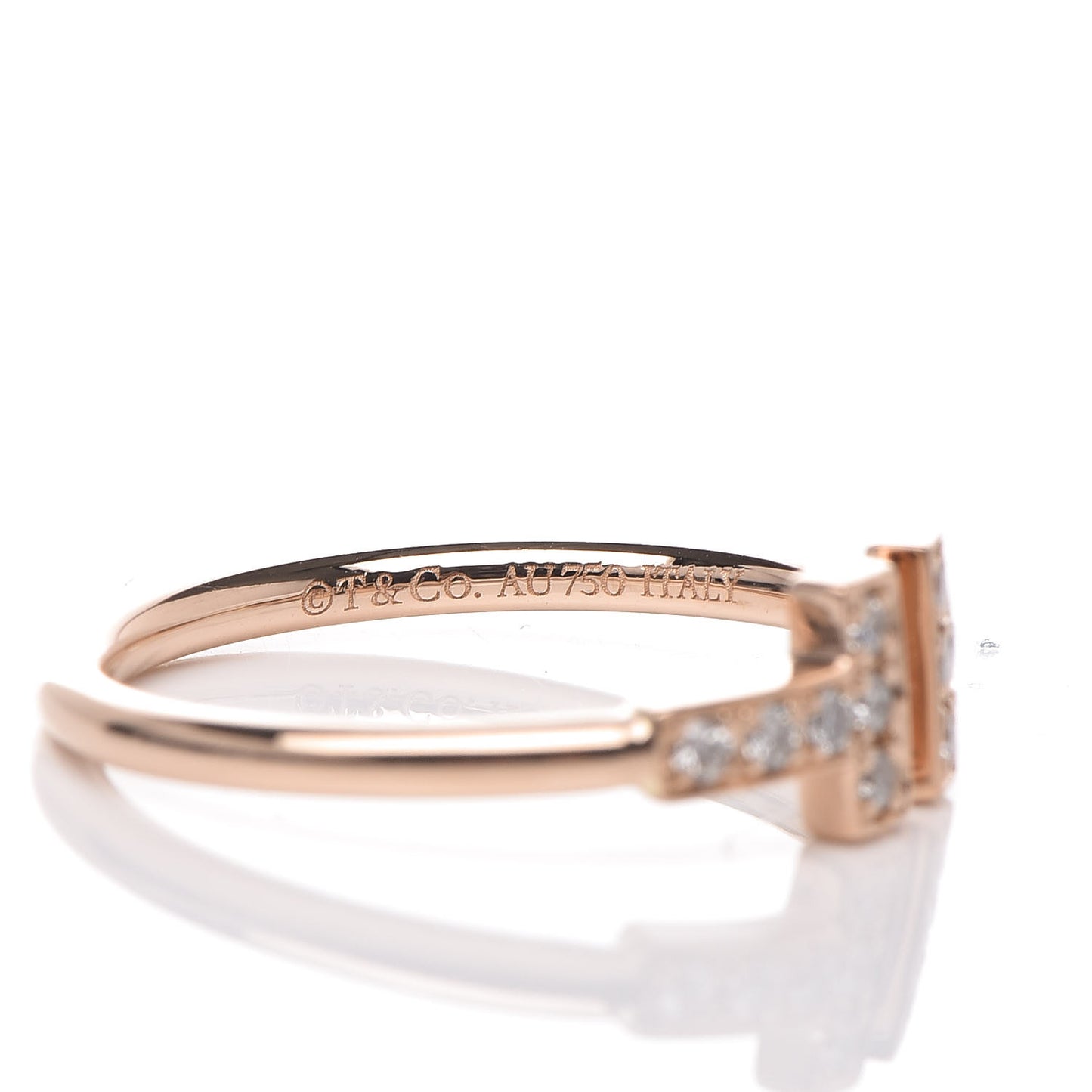 18K Rose Gold Diamond T Wire Ring 53 6.5