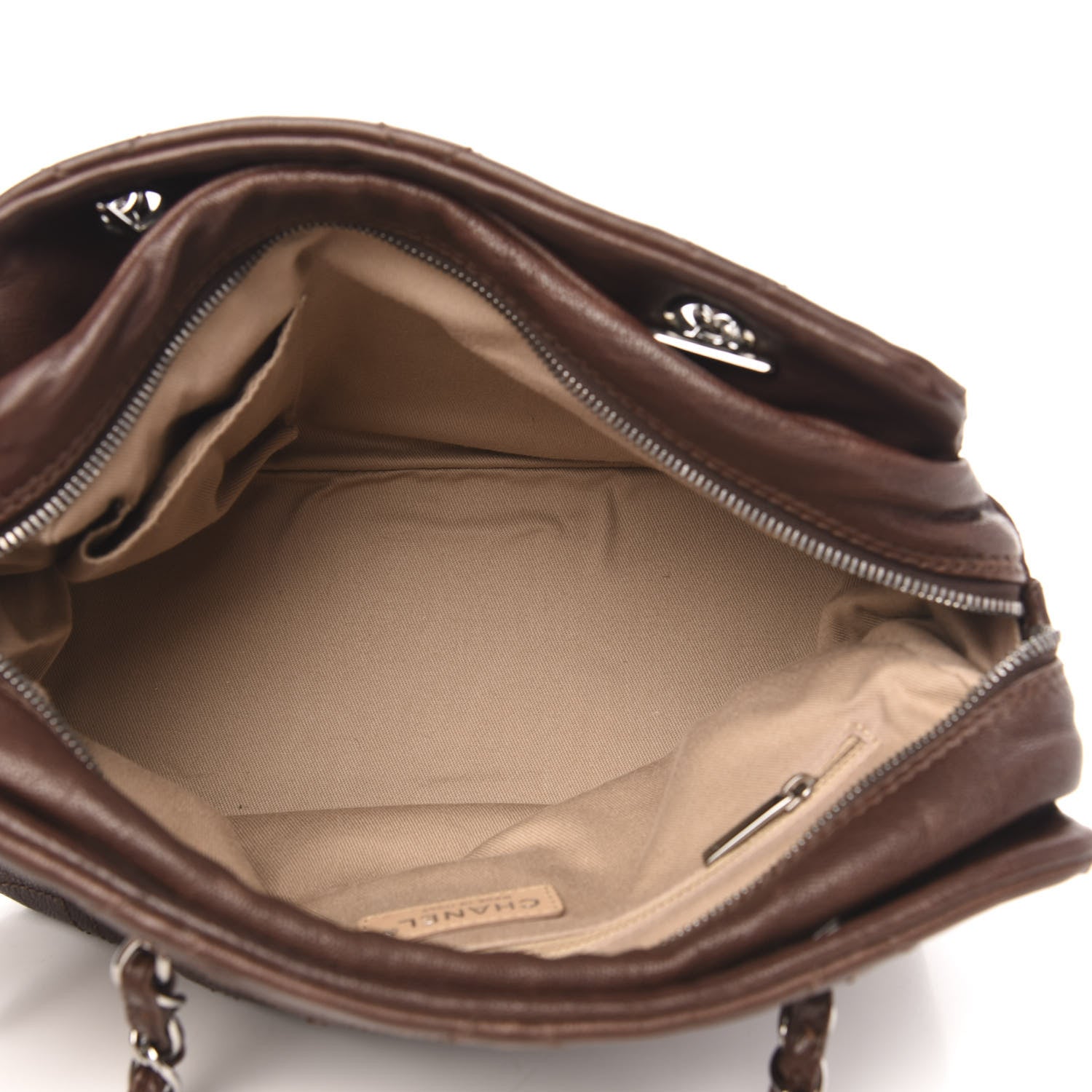 Chanel Calfskin Diamond Stitch Small Tote Dark Brown 4 of 11