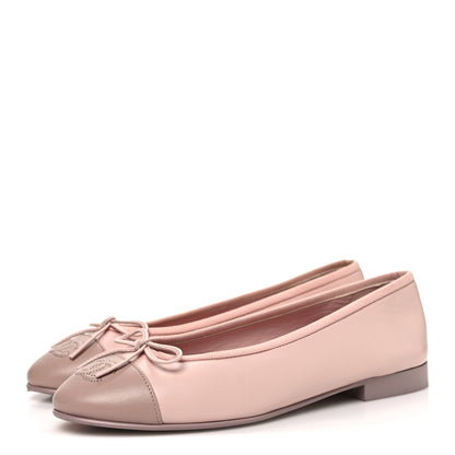 Chanel Lambskin Cap Toe CC Ballerina Flats 36.5 Light Pink Dark Pink 4 of 11