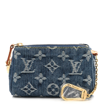 Louis Vuitton Monogram Denim Pochette Speedy PM Key Holder Blue 1 of 7
