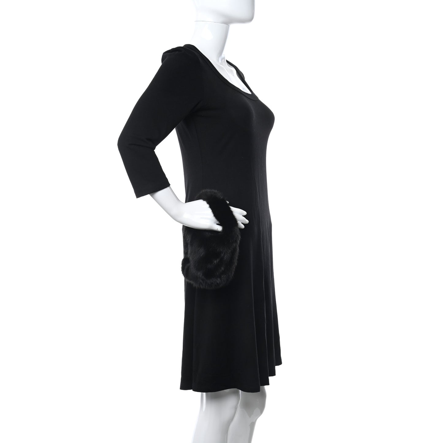 Mink Fur Hobo Black