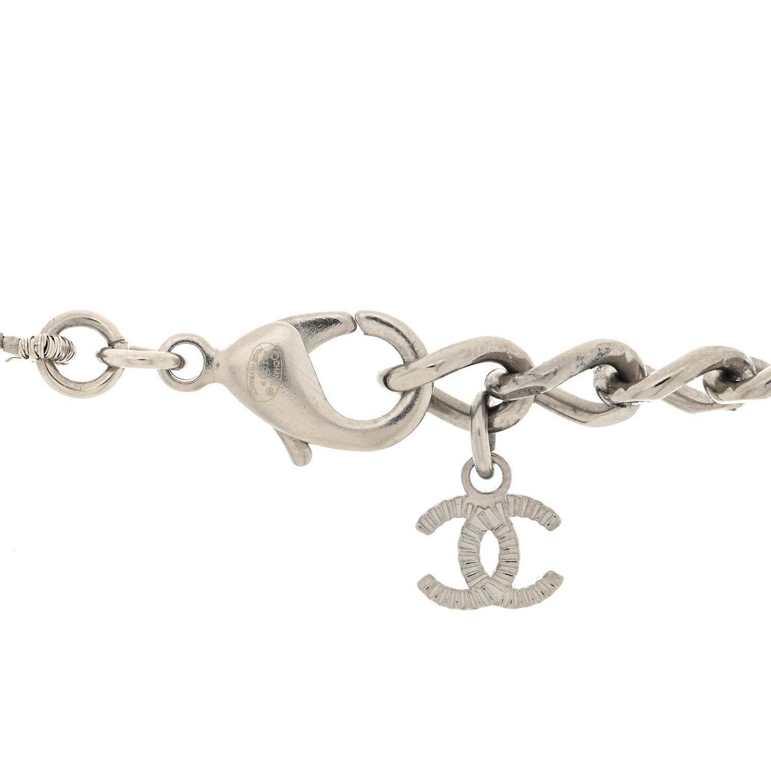 Chanel Crystal Pearl CC Choker Necklace Silver 4 of 4