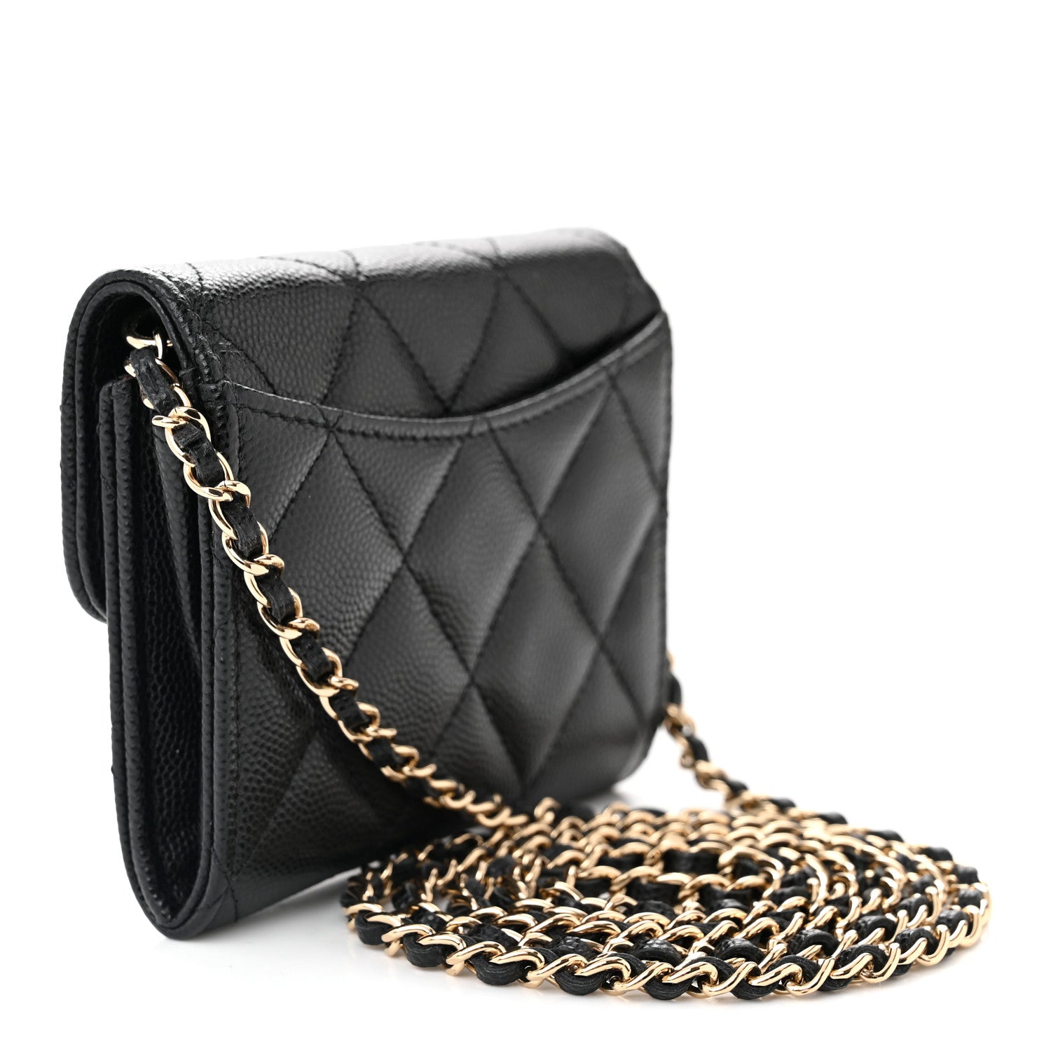 Chanel Caviar Quilted Flap Card Holder On Chain Black 3 of 13