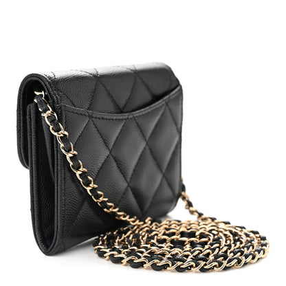 Chanel Caviar Quilted Flap Card Holder On Chain Black 3 of 13