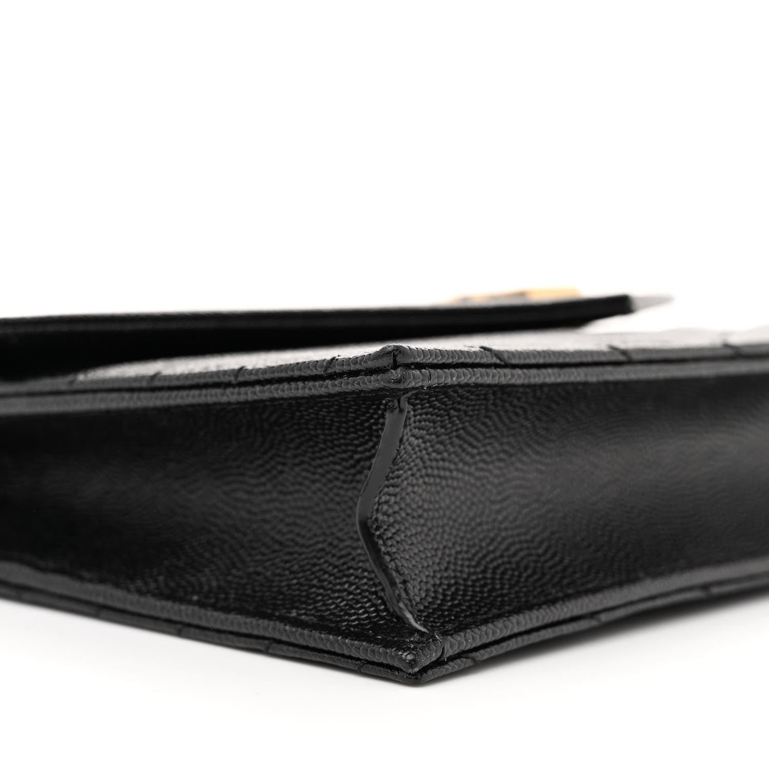 Saint Laurent Grain De Poudre Matelasse Chevron Monogram Envelope Chain Wallet Black 9 of 11