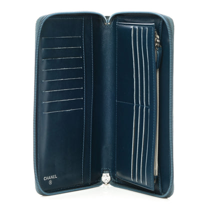 Chanel Caviar Large CC Timeless Zip Around Wallet Blue 5 of 13