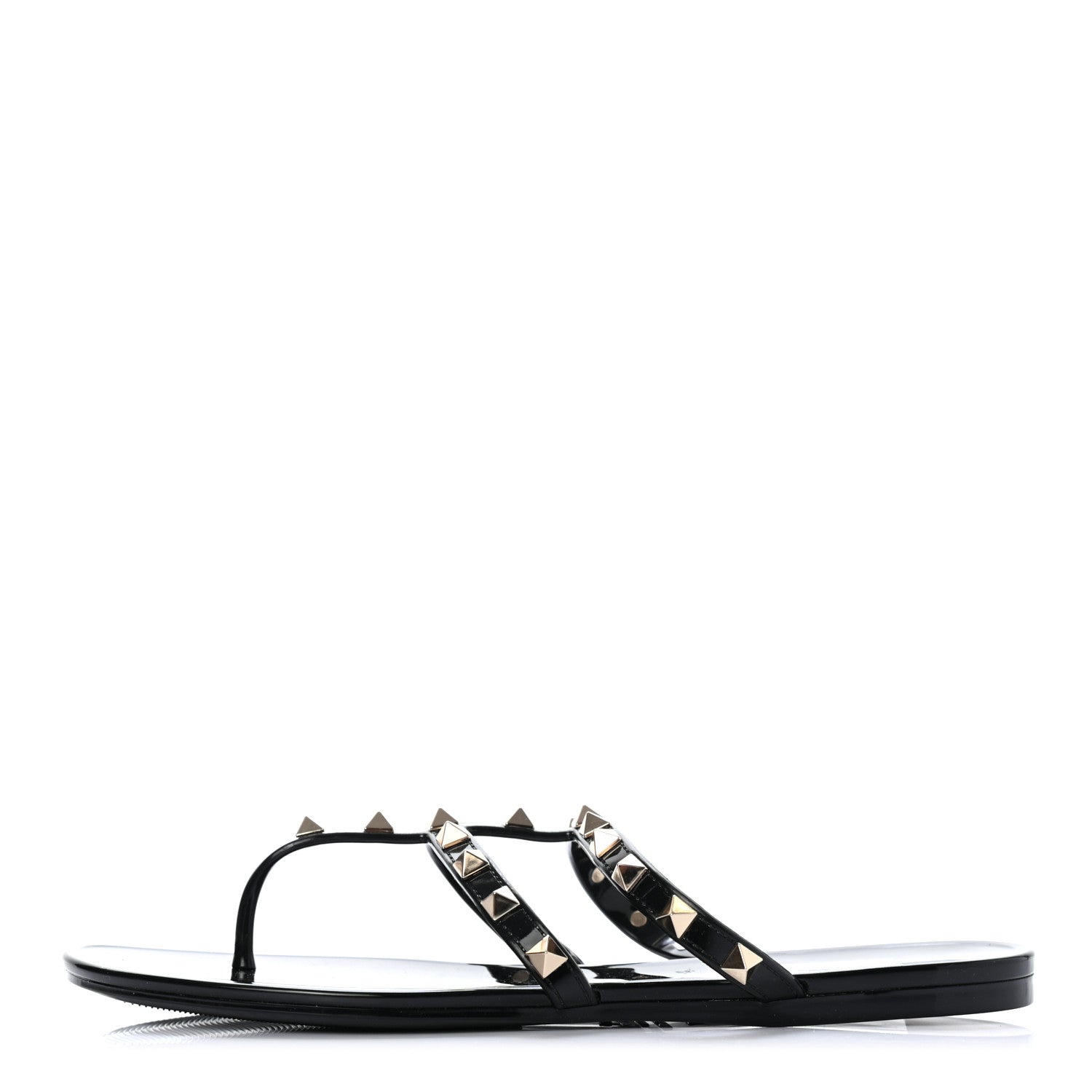 Valentino Garavani PVC Jelly Rockstud Caged Flat Thong Sandals 37 Black 1 of 7