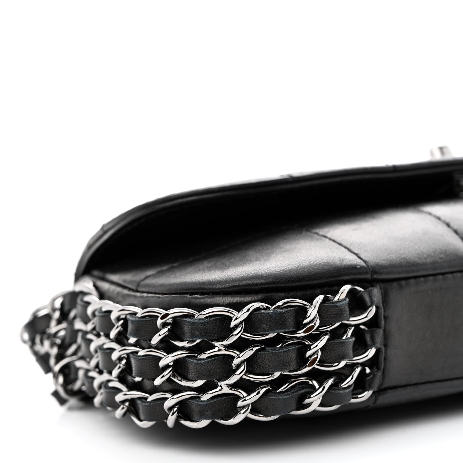 Chanel Lambskin Chocolate Bar Quilted Lambskin 3 Chain Flap Black 9 of 10