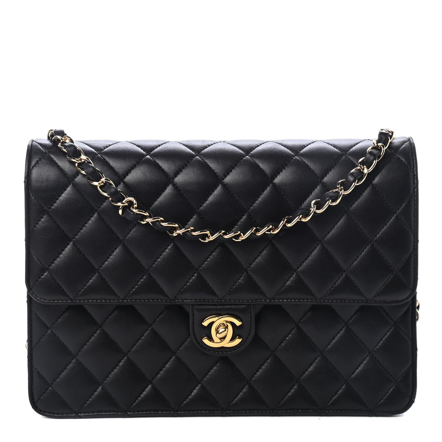 Chanel Lambskin Quilted Medium Single Flap Black 1 of 4