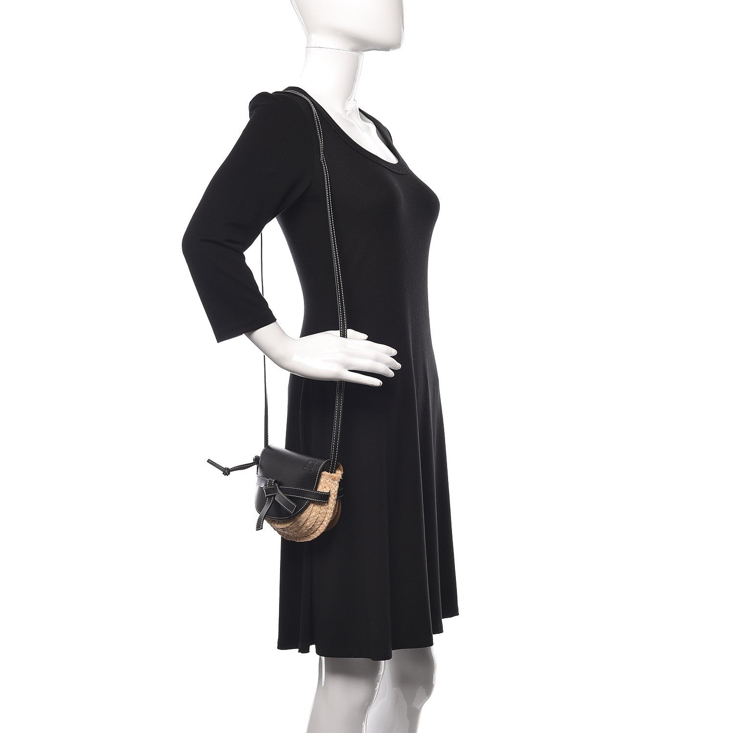 Loewe Calfskin Raffia Mini Gate Crossbody Bag Natural Black 2 of 10