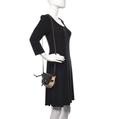 Loewe Calfskin Raffia Mini Gate Crossbody Bag Natural Black 2 of 10