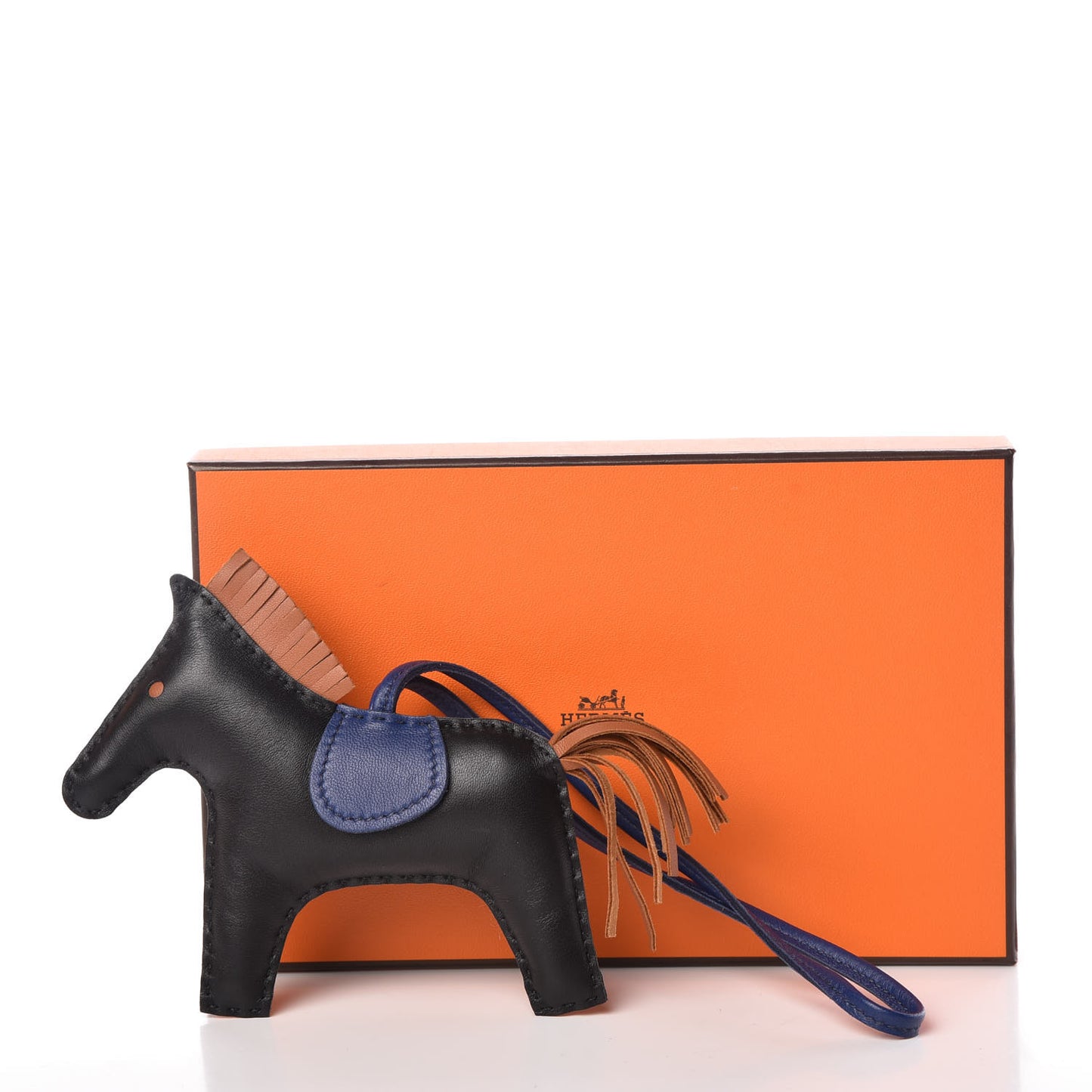 Milo Lambskin Grigri Rodeo Horse Bag Charm MM Black Bleu Saphir Gold