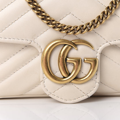 Gucci Calfskin Matelasse Super Mini GG Marmont Shoulder Bag White 7 of 11