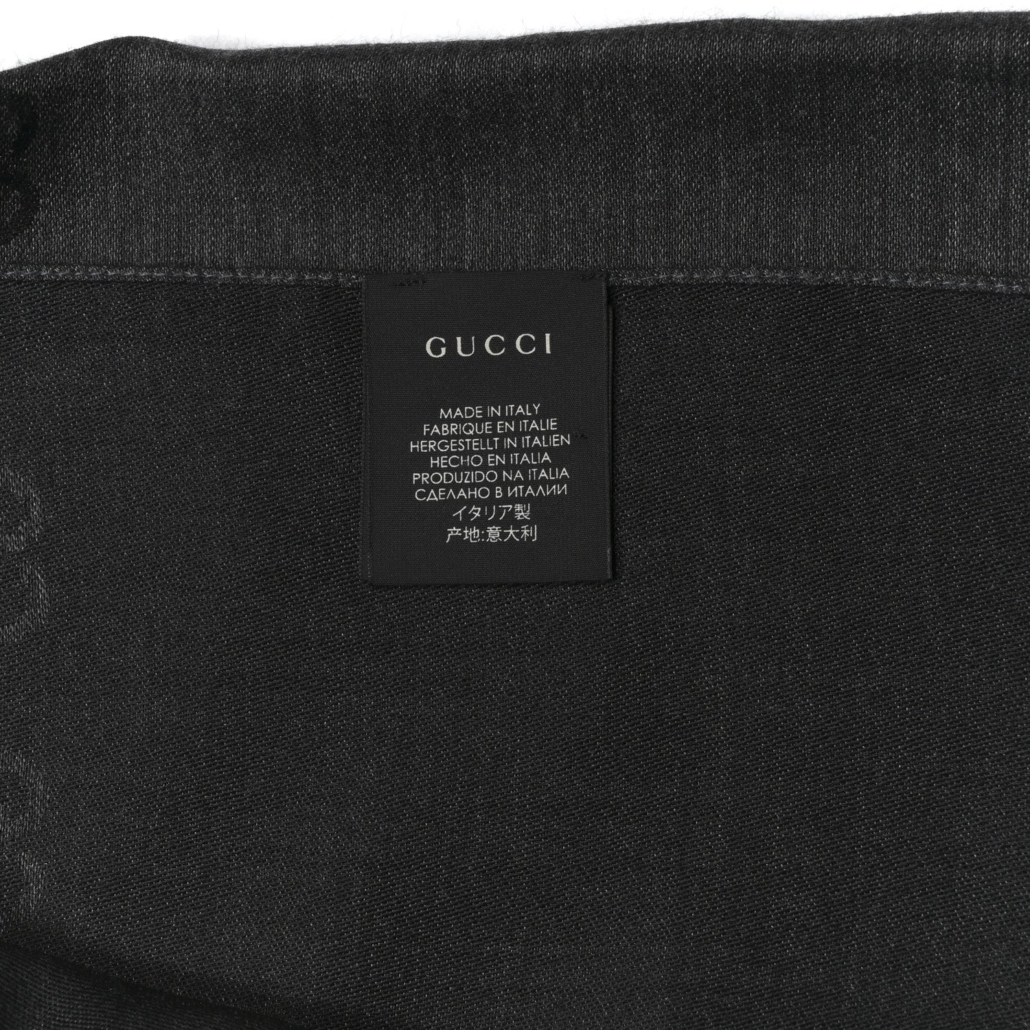 Gucci Wool Silk GG Monogram GGNat Scarf Black Anthracite 4 of 4