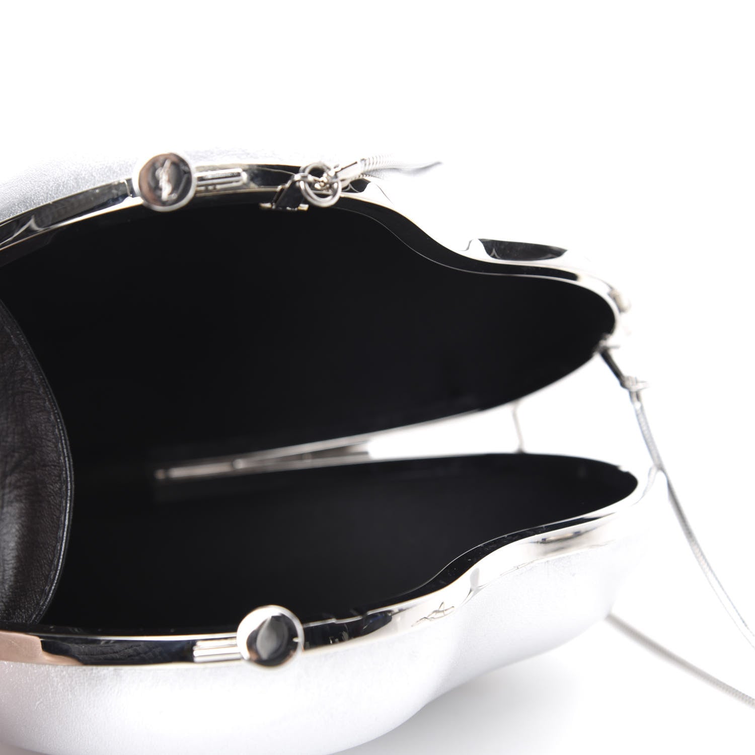 Saint Laurent Smooth Calfskin Heart Monogram Love Box Crossbody Silver 5 of 9