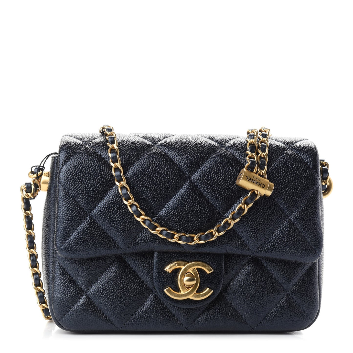 Iridescent Caviar Quilted Mini My Perfect Flap Black