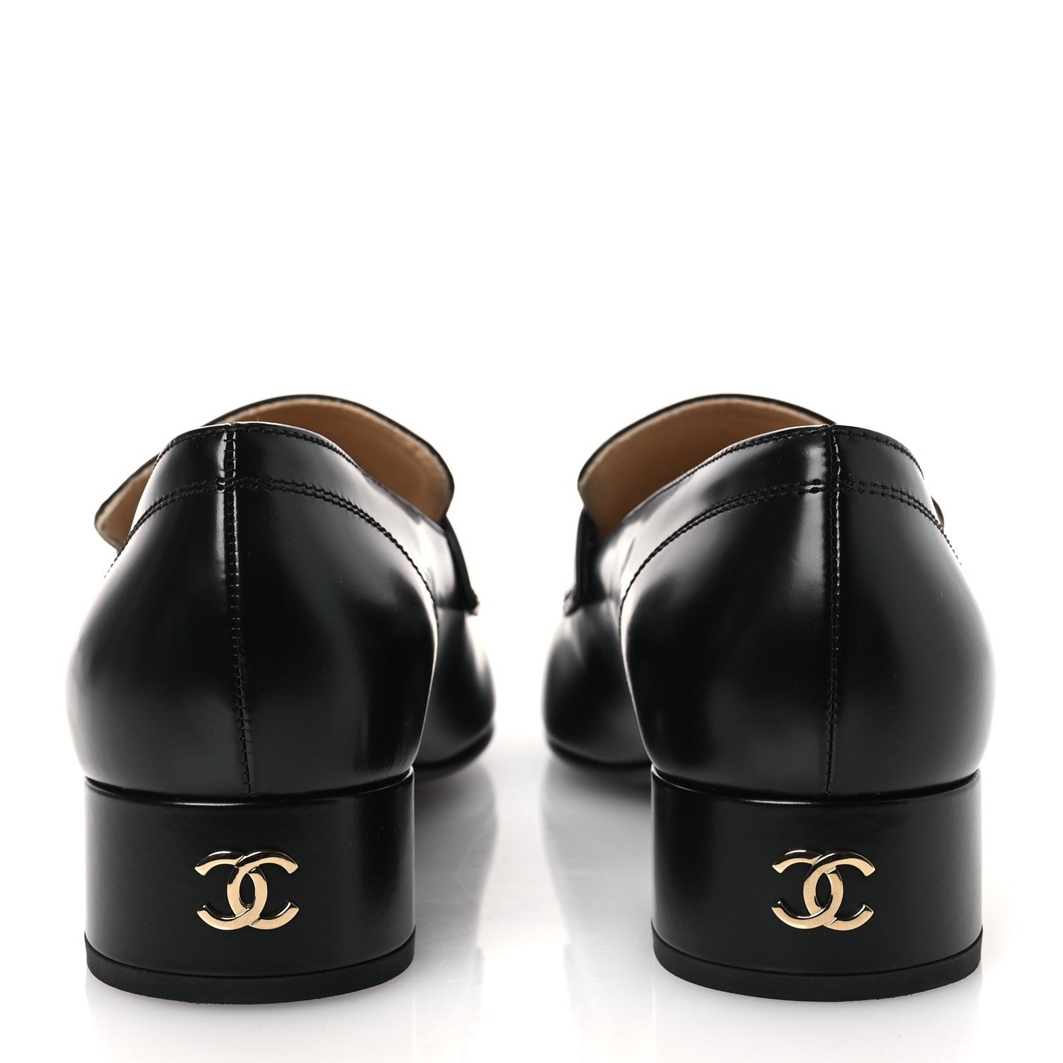 Chanel Shiny Calfskin Logo Loafers 40 Black 6 of 11