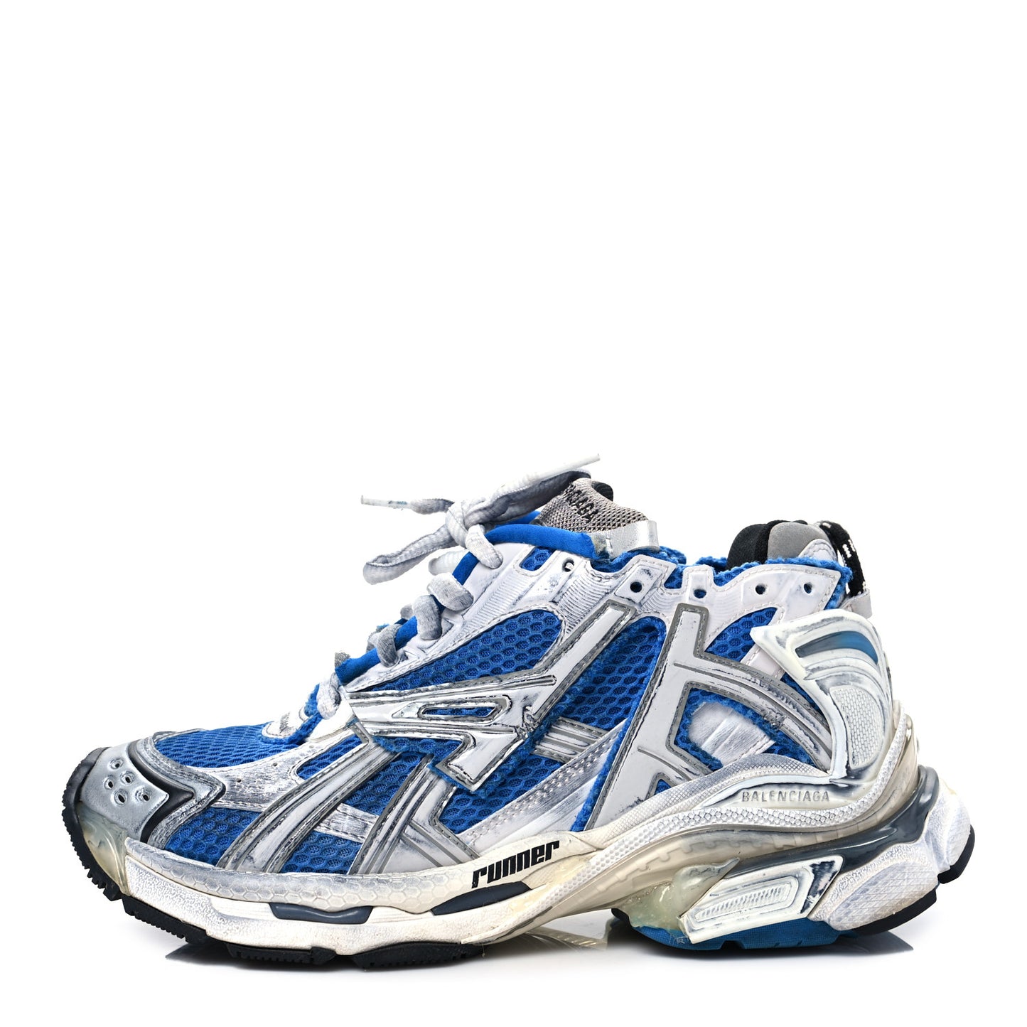 Mesh Rubber Distressed Womens Runner Sneakers 38 Navy White Black Grey