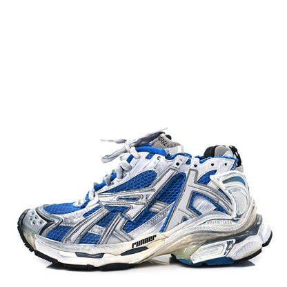 Balenciaga Mesh Rubber Distressed Womens Runner Sneakers 38 Navy White Black Grey 1 of 8