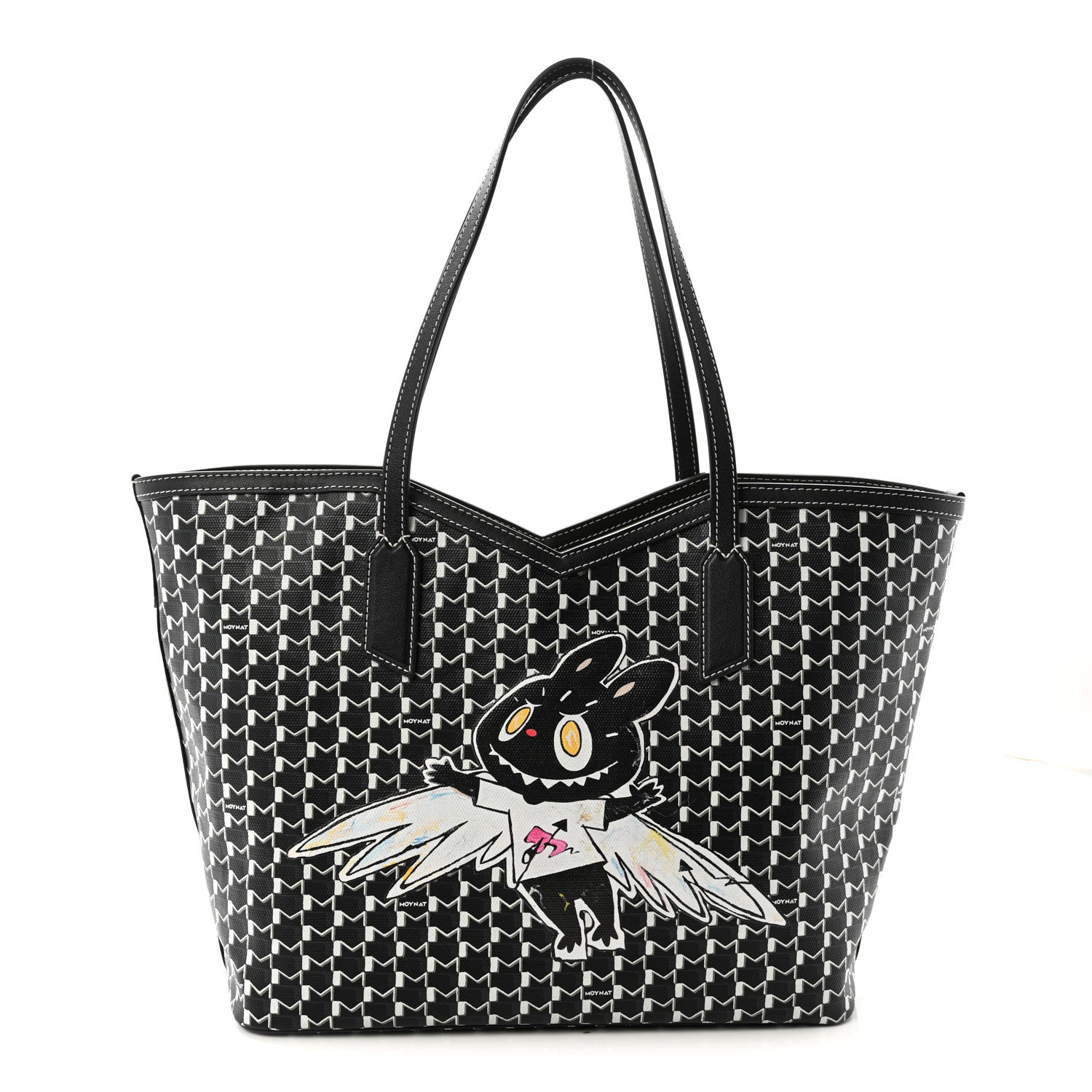 Moynat X KASING LUNG Calfskin Canvas M Labubu Tote MM Black 1 of 10
