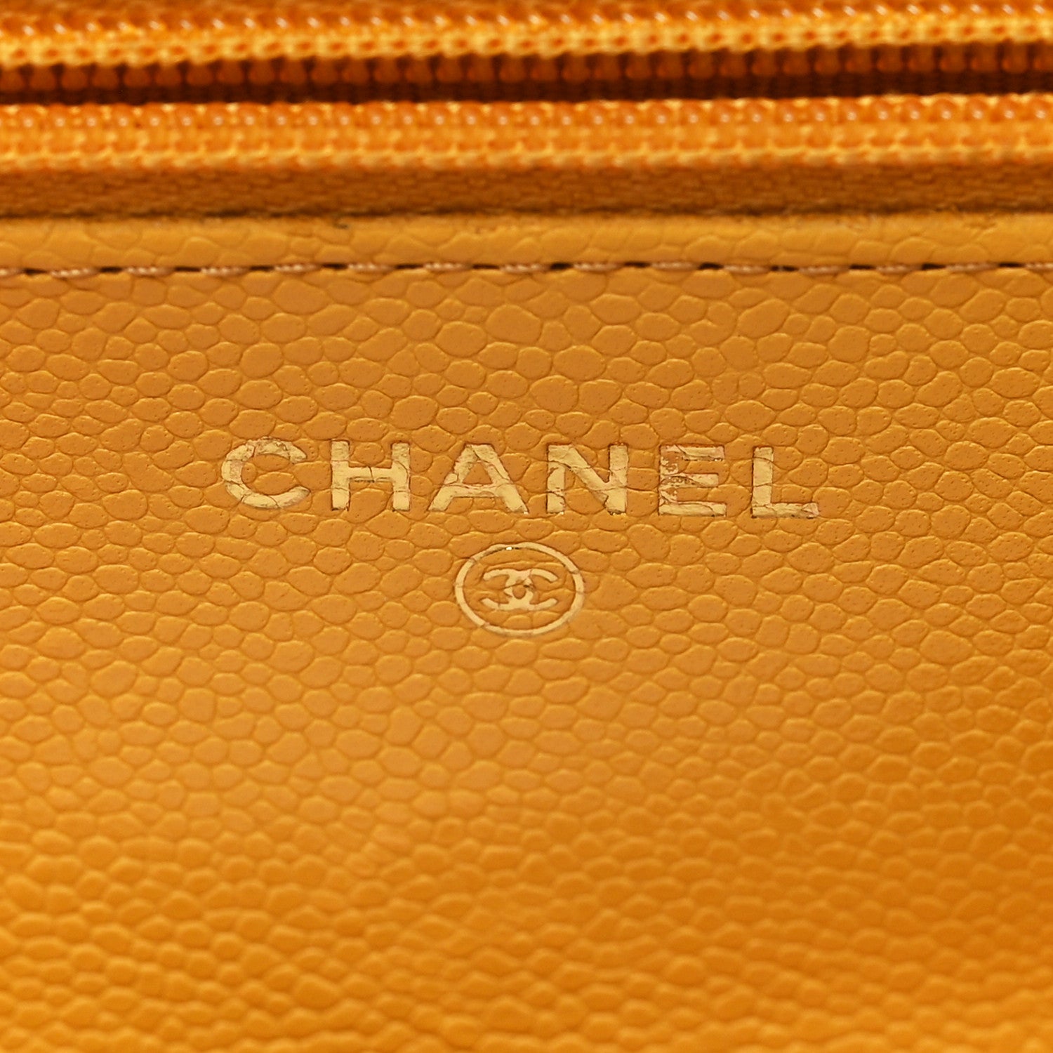 Chanel Caviar Quilted Wallet on Chain WOC Yellow 6 of 13