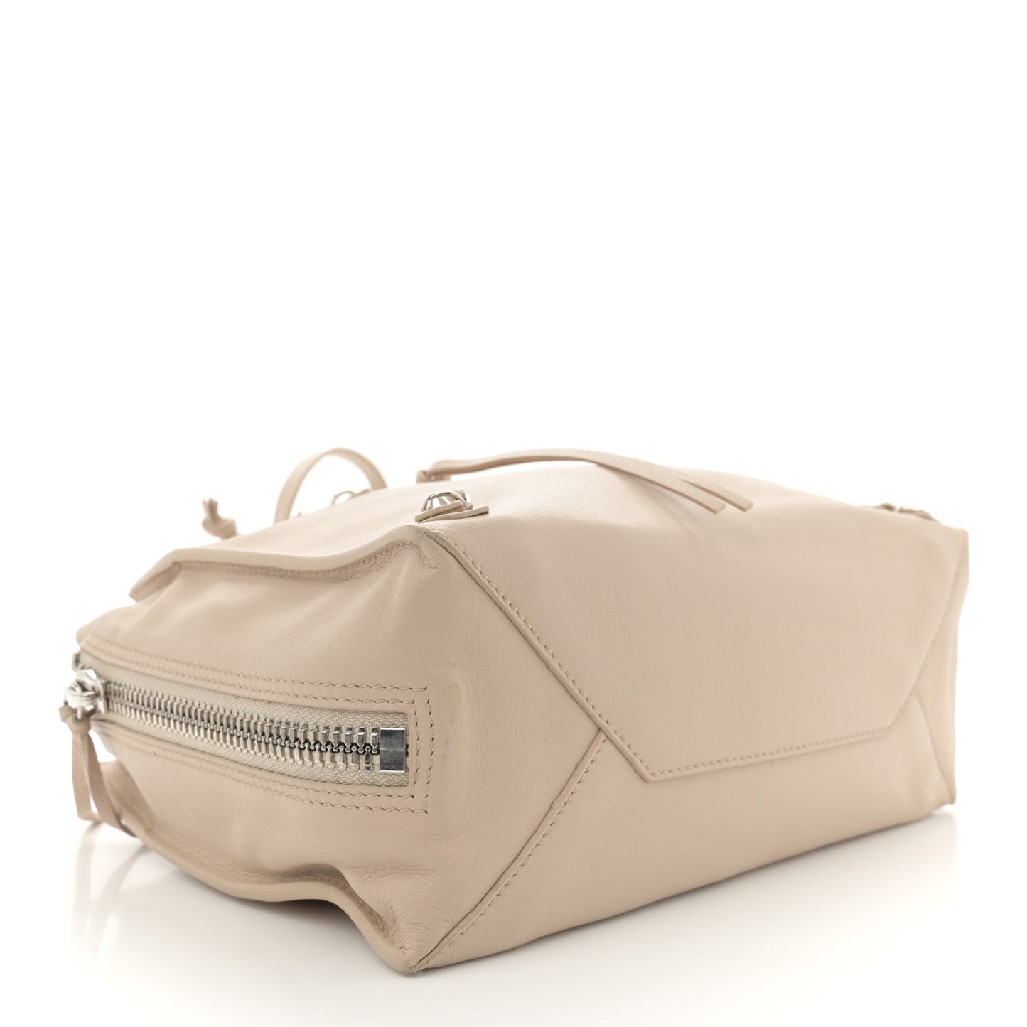 Grained Calfskin Papier Mini A4 Zip Around Tote Light Beige
