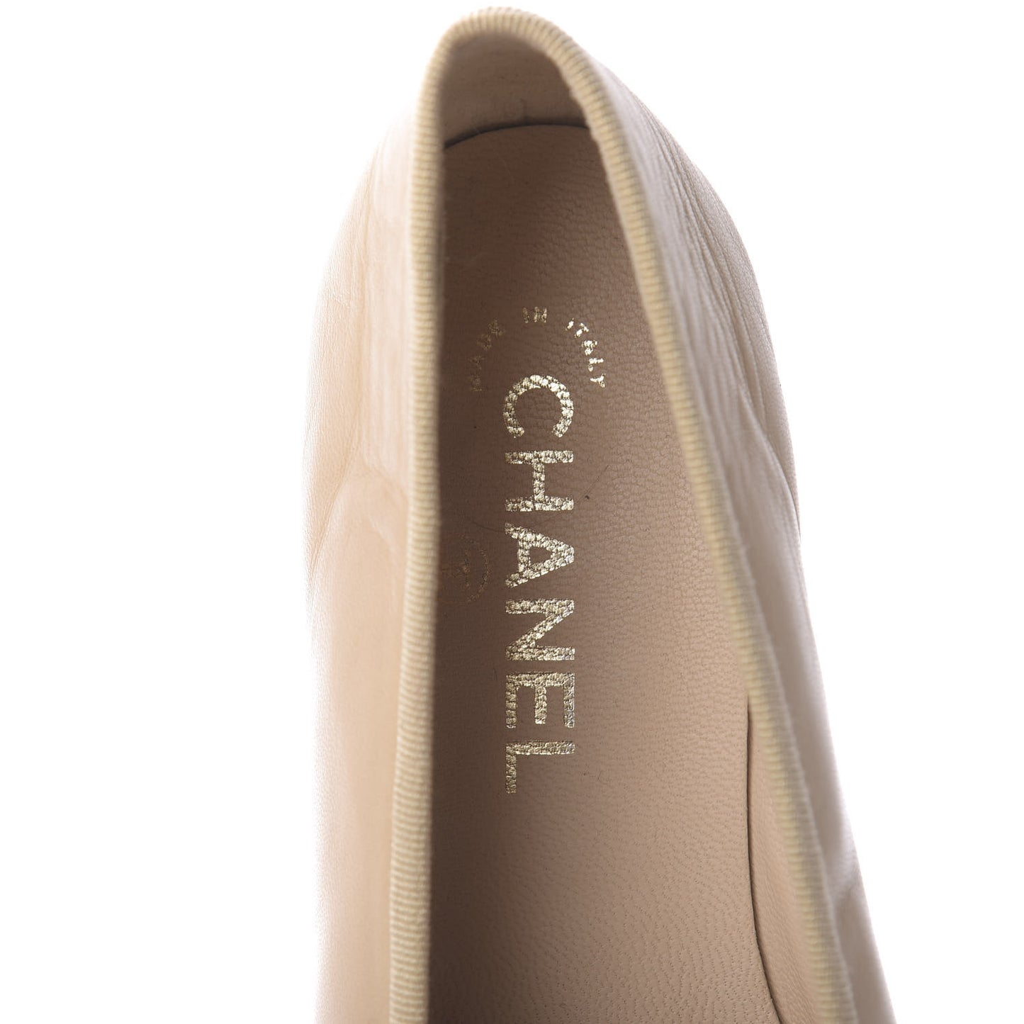 Lambskin Cap Toe CC Ballerina Flats 38 Beige Black