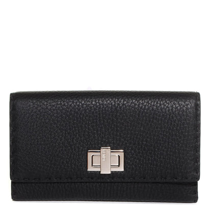 Fendi Cuoio Romano Selleria Peekaboo Continental Wallet Black 1 of 10