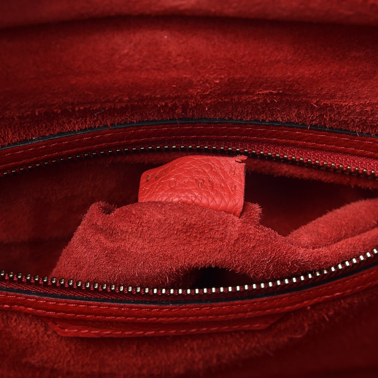 Celine Drummed Calfskin Mini Luggage Coquelicot 9 of 17