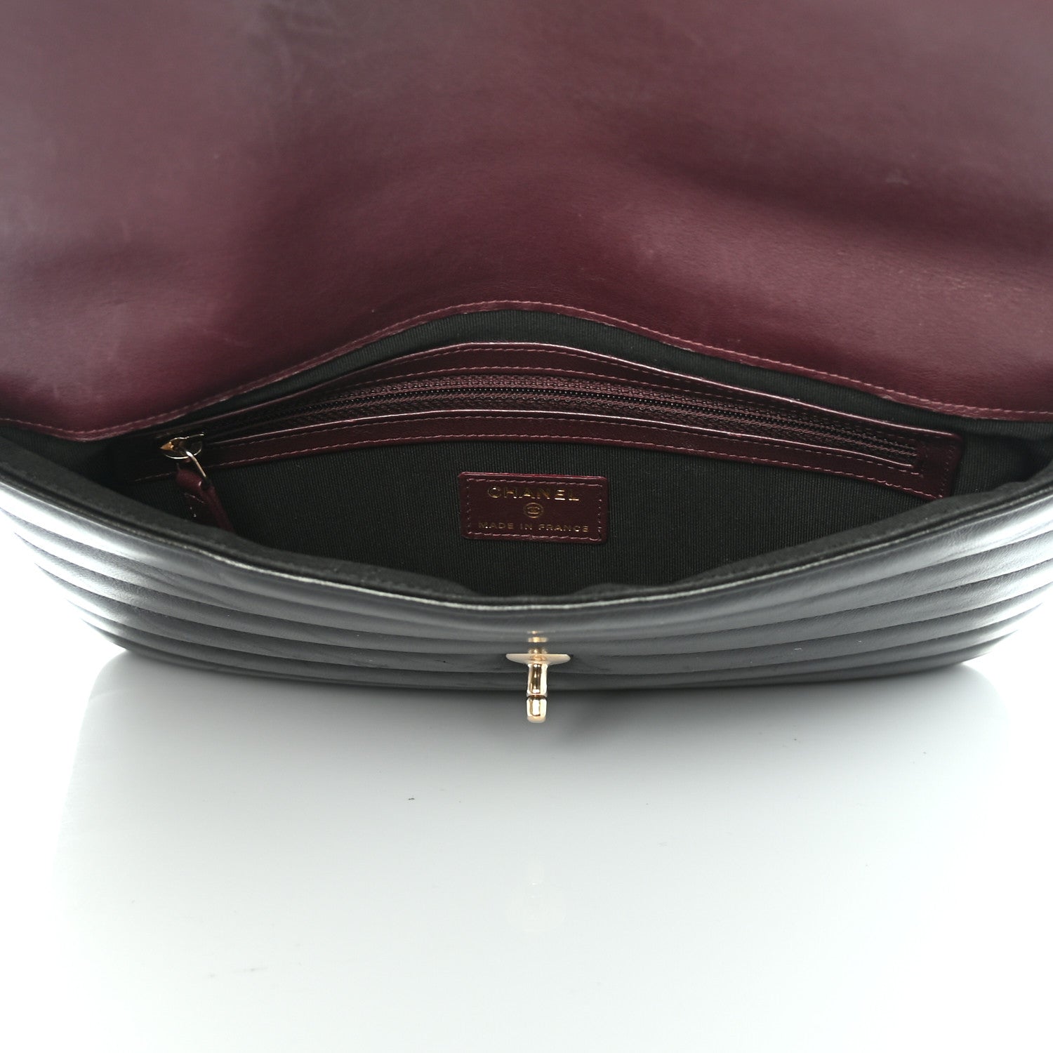 Chanel Shiny Lambskin Quilted Chevron Miroir Clutch Black 5 of 7