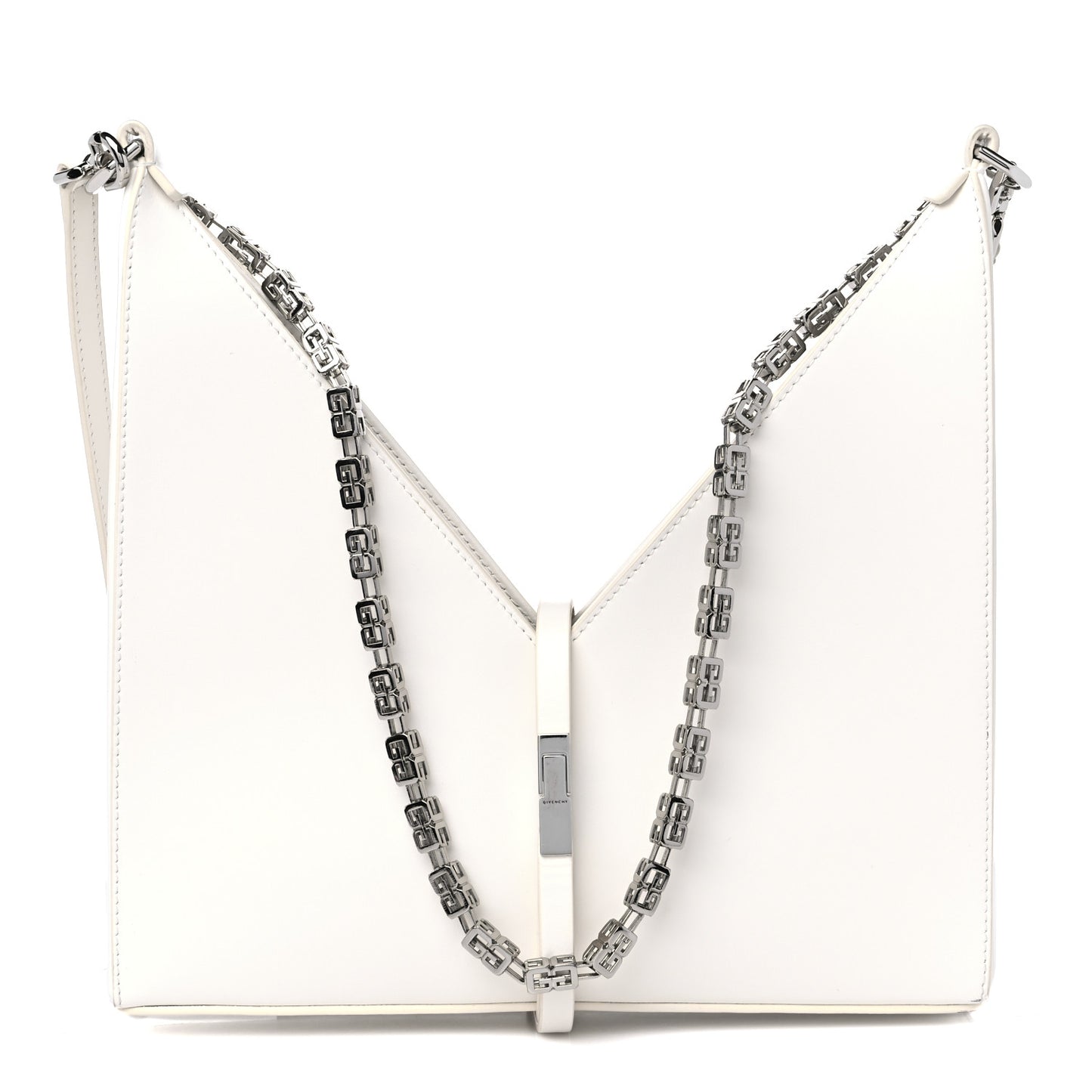 Box Calfskin Small Cut Out Shoulder Bag Ivory