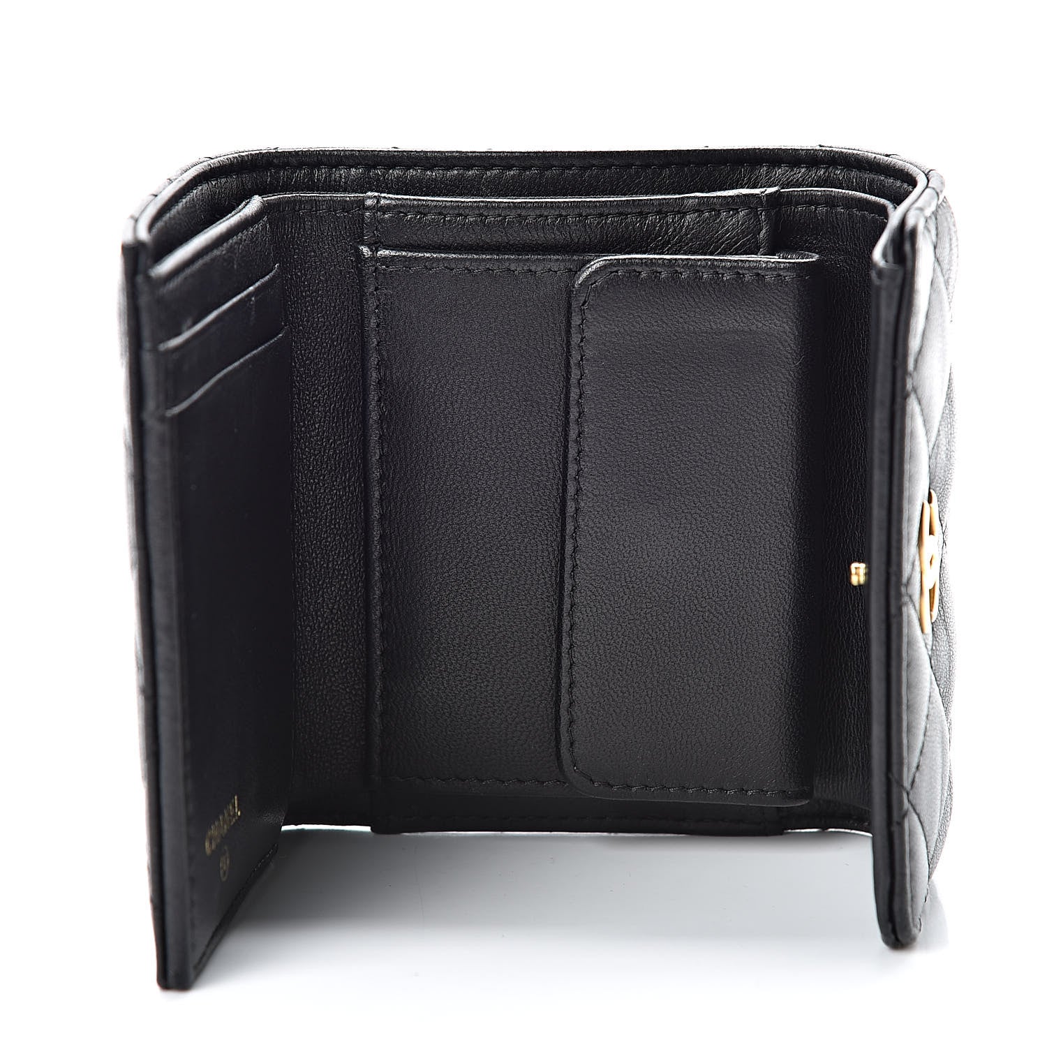 Chanel Lambskin Quilted Small Compact Wallet Black 5 of 11