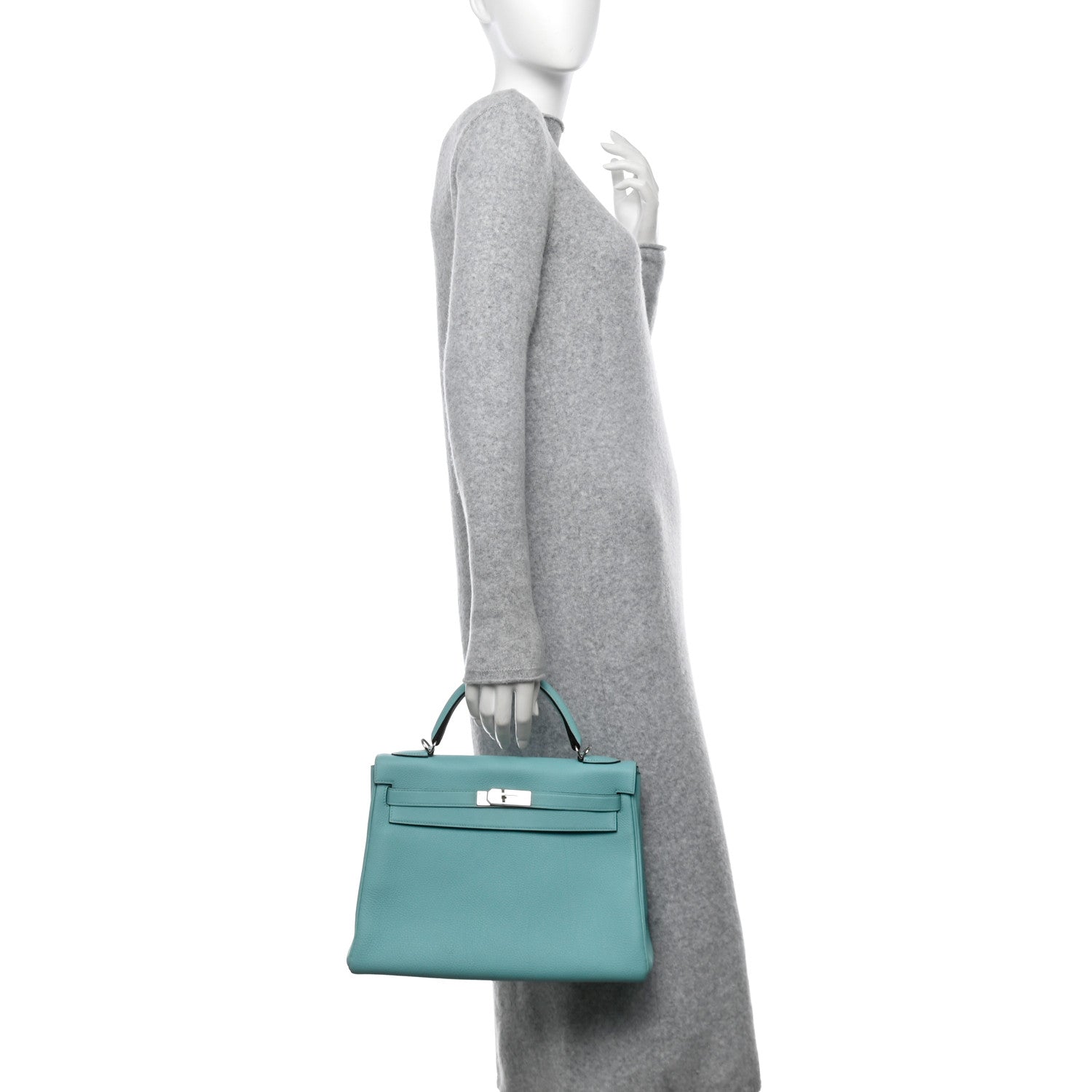 Hermes Togo Kelly Retourne 32 Bleu Atoll 2 of 10
