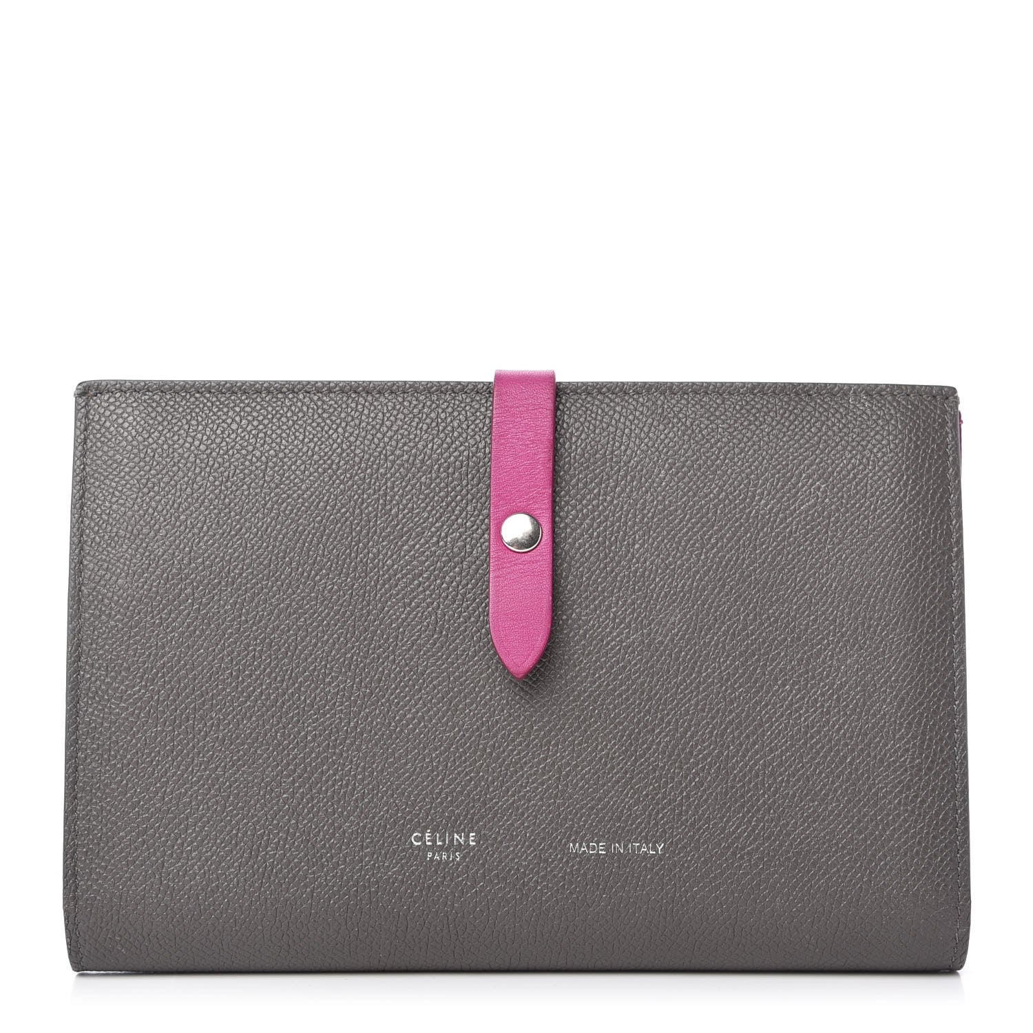 Celine Grained Calfskin Large Multifunction Strap Wallet Grey 1 of 11