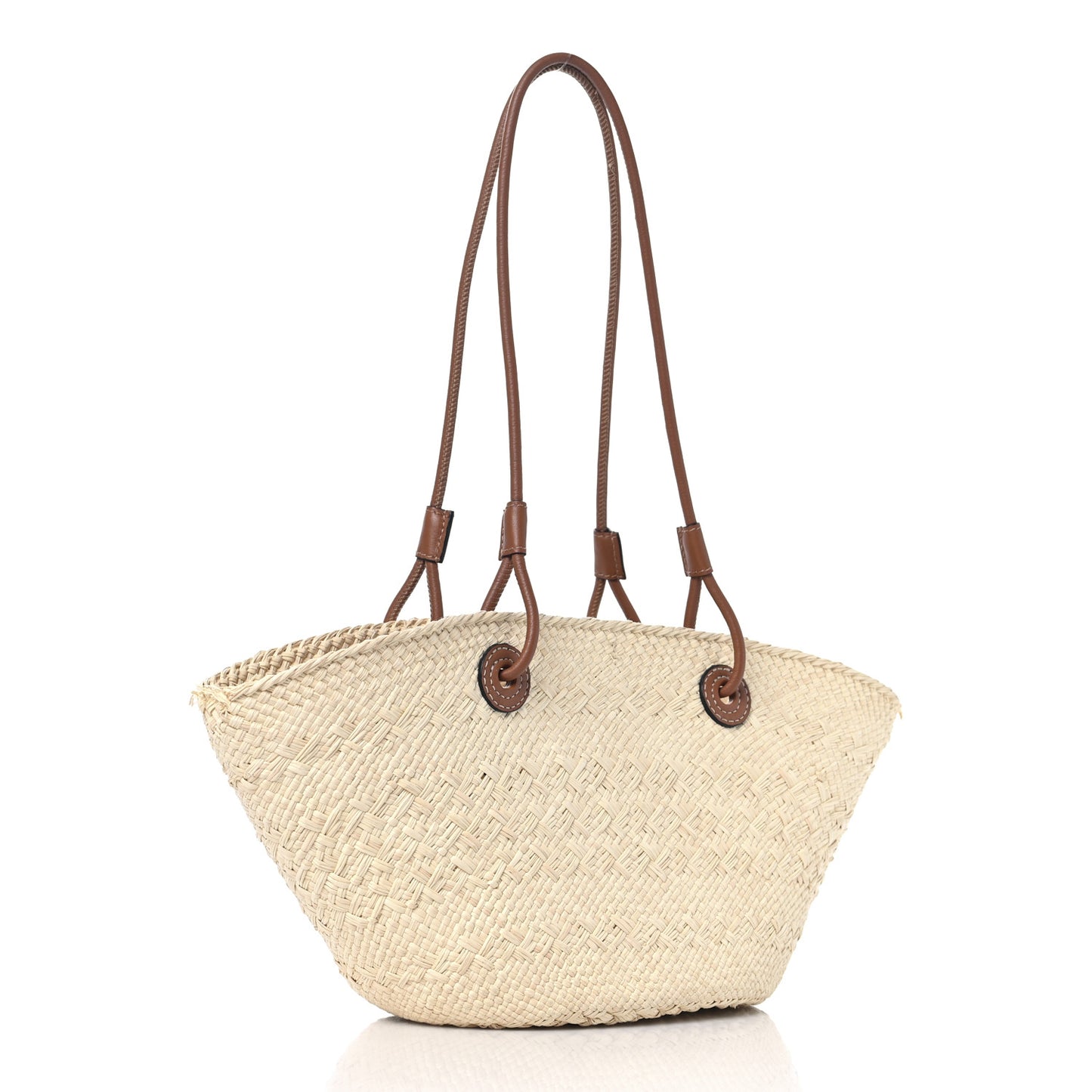 Calfskin Raffia Paulas Ibiza Small Anagram Basket Tote Bag Natural Tan