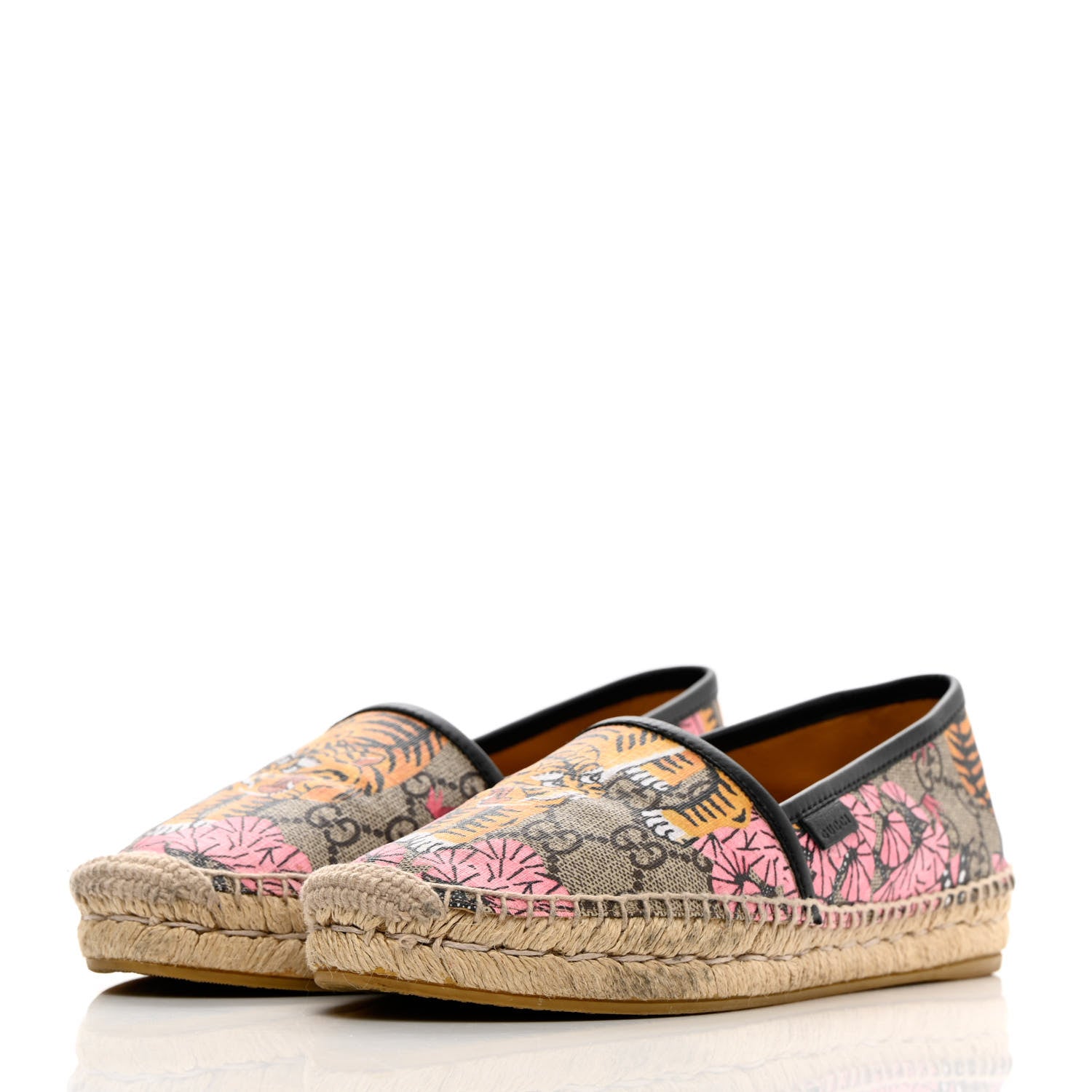 Gucci GG Supreme Monogram Bengal Espadrilles 36.5 Beige Crop Pink 3 of 17