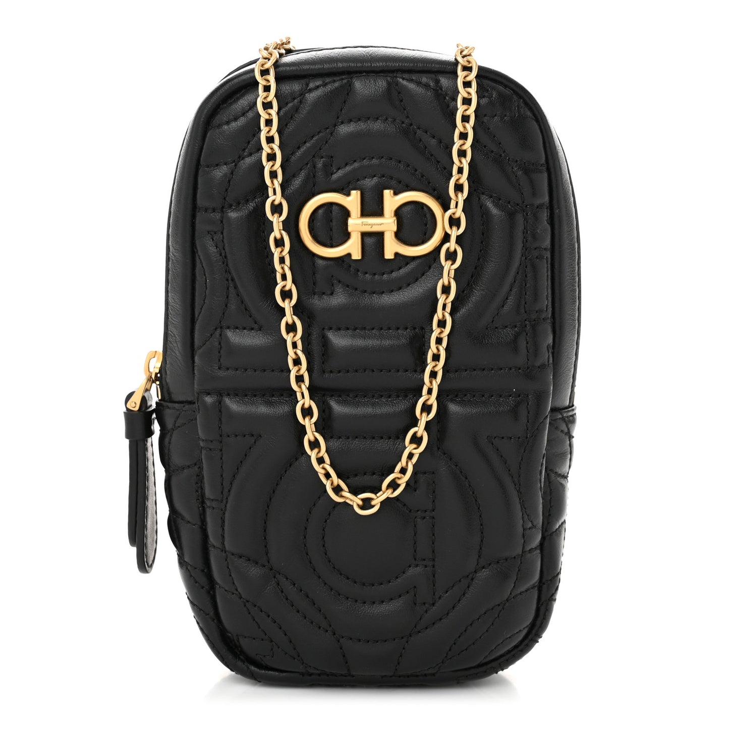 Calfskin Quilted Gancini Mini Mufasa Crossbody Black