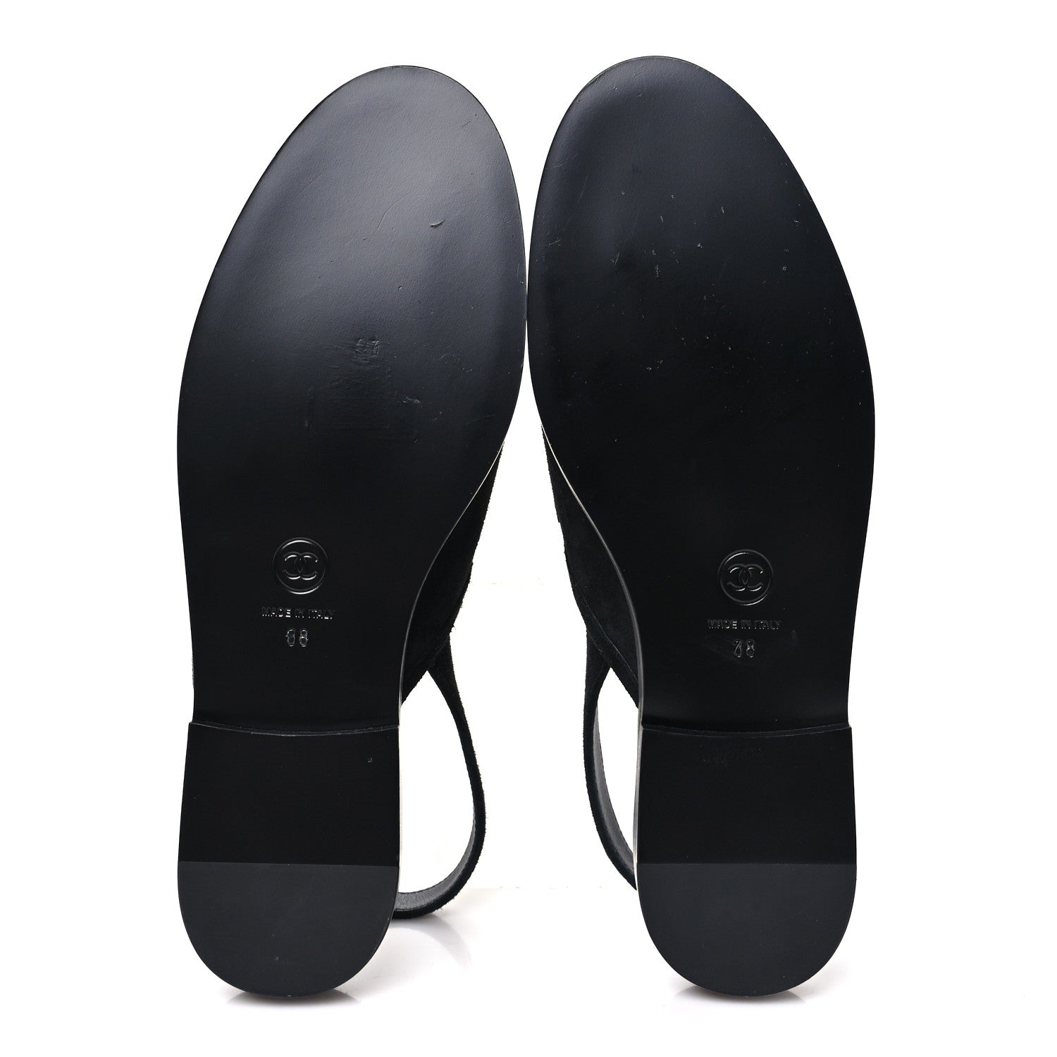 Chanel Suede Calfskin Slingback Loafers 38 Black 6 of 10