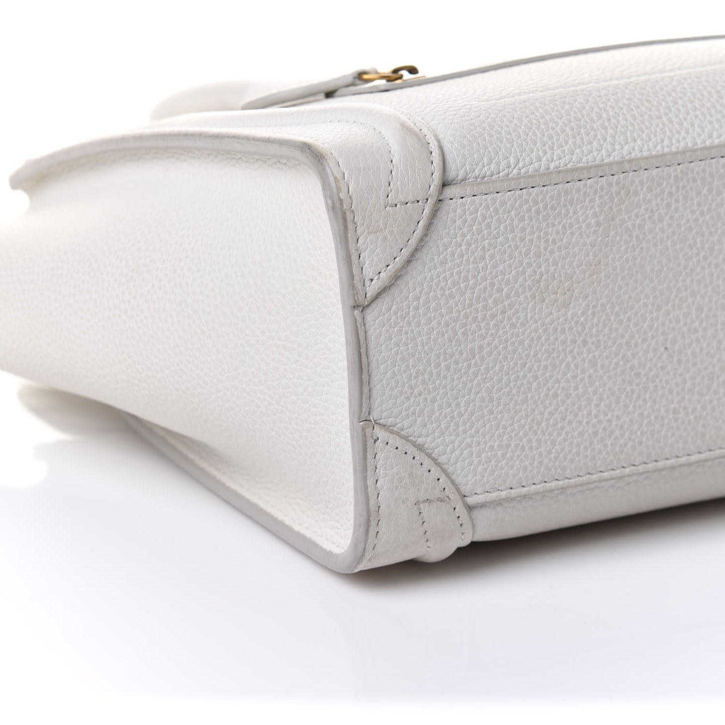 Drummed Calfskin Nano Luggage White
