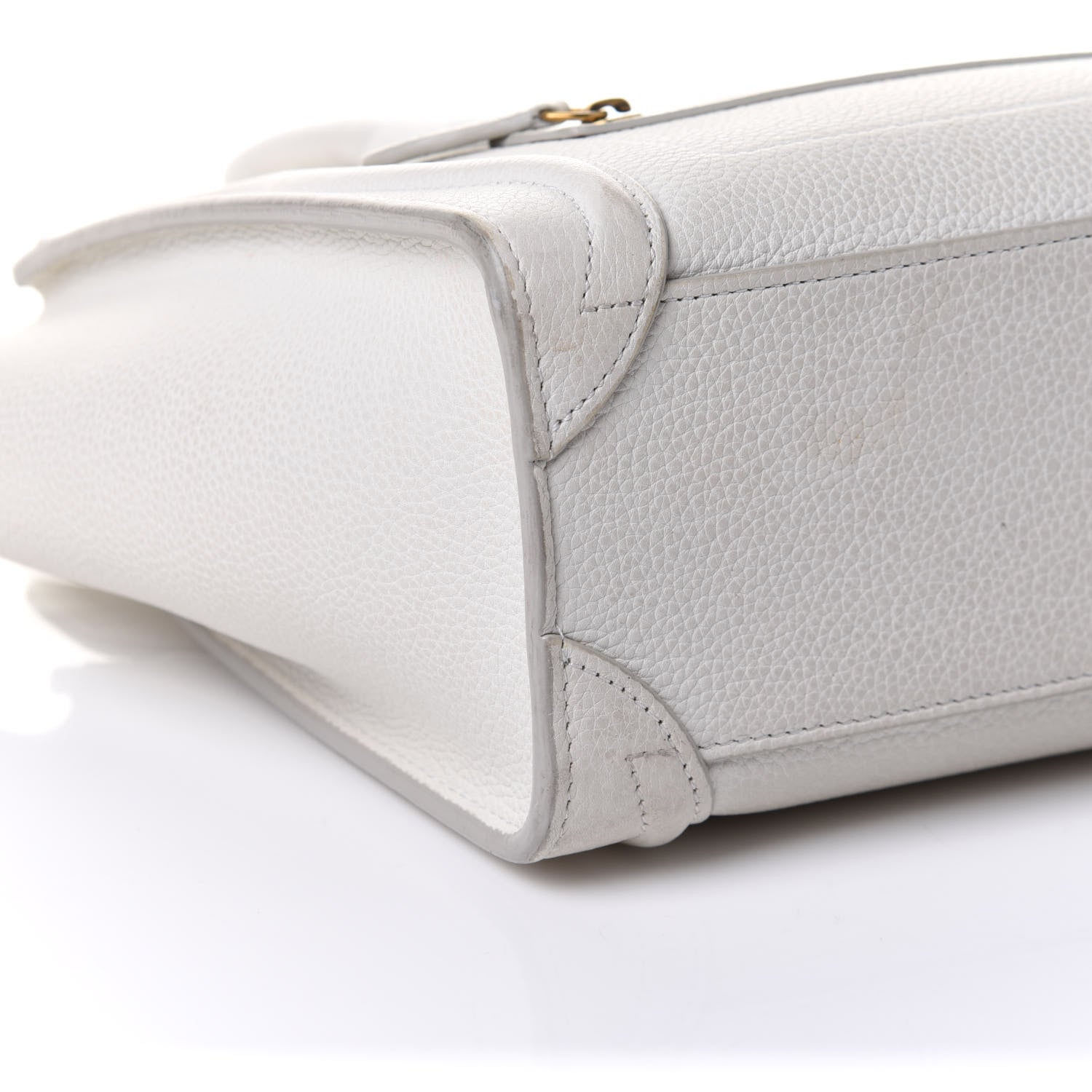 Celine Drummed Calfskin Nano Luggage White 9 of 10