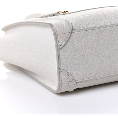 Celine Drummed Calfskin Nano Luggage White 9 of 10