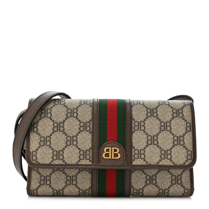 Gucci X BALENCIAGA BB Monogram Web Ophidia Crossbody Wallet Beige New Acero 1 of 12