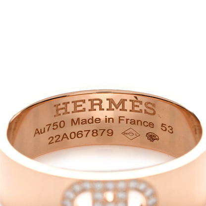 Hermes 18K Rose Gold Diamond PM H D'Ancre Ring 53 6.5 3 of 4