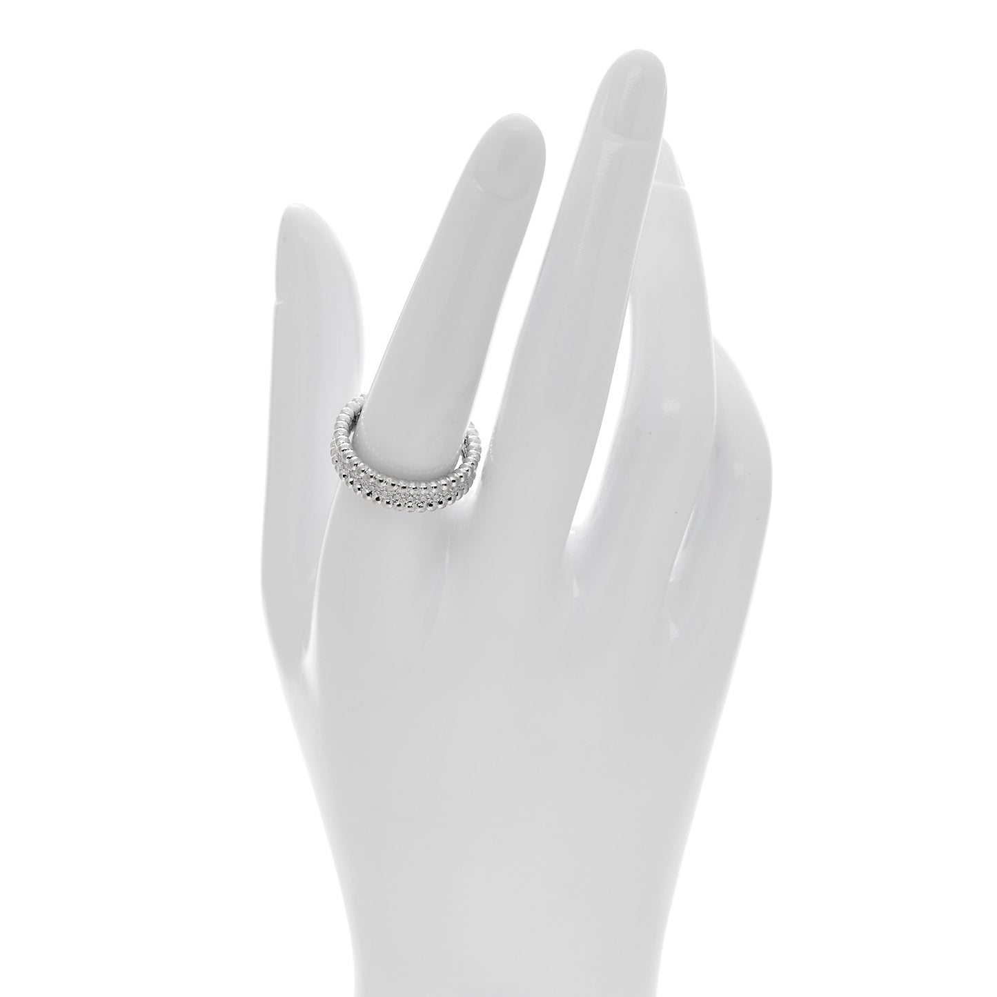 18K White Gold Diamond Perlee 1 Row Ring 56 7.75