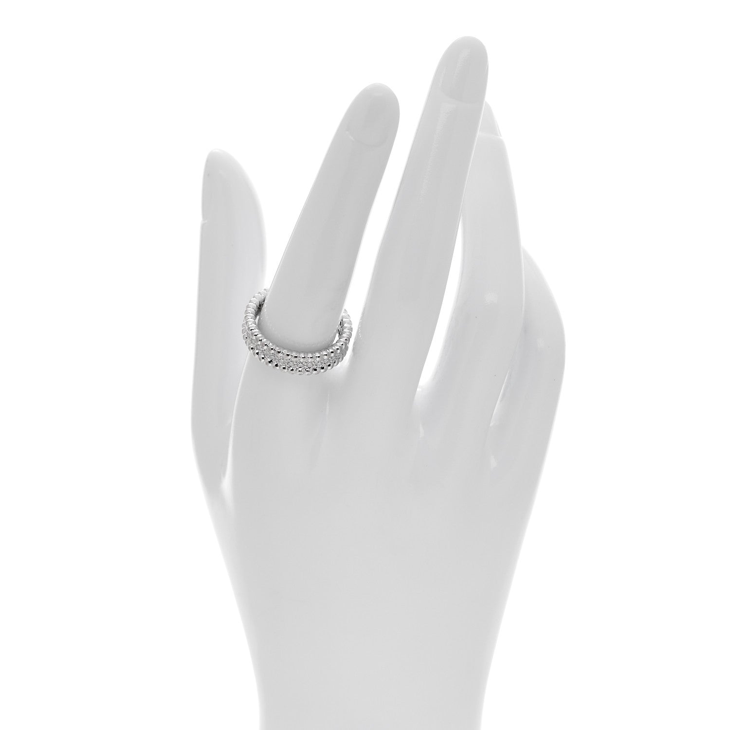 Van Cleef & Arpels 18K White Gold Diamond Perlee 1 Row Ring 56 7.75 2 of 4