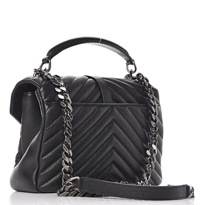 Saint Laurent Sheepskin Matelasse Chevron Monogram Medium College Bag Black 3 of 11