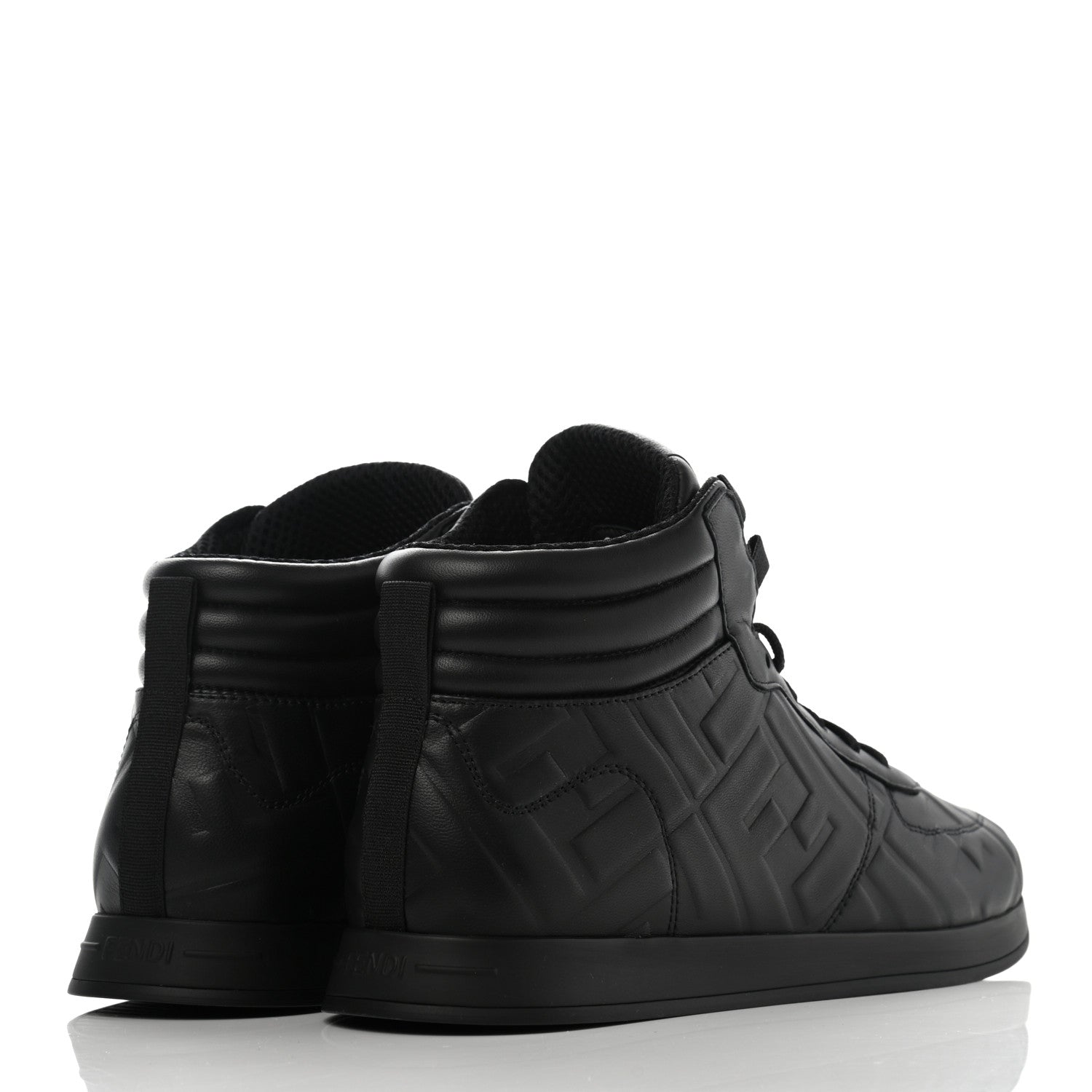 Fendi Nappa Macro FF Embossed High Top Sneakers 37 Black 4 of 9