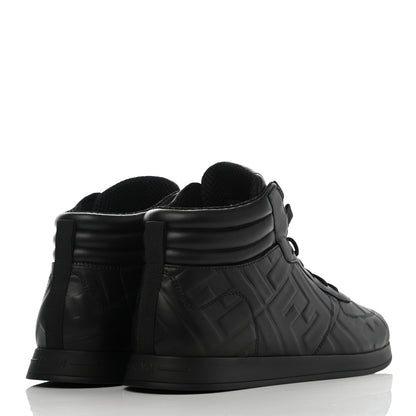 Fendi Nappa Macro FF Embossed High Top Sneakers 37 Black 4 of 9