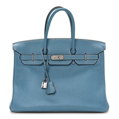 Hermes Taurillon Clemence Birkin 35 Blue Jean 1 of 10